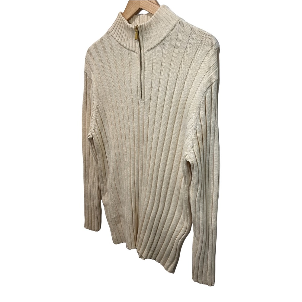 LAUREN RALPH LAUREN CREAM MOCK NECK RIBBED 1/4 ZIP LS SWEATER SIZE LARGE - Picture 9 of 15